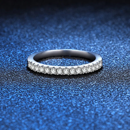1.0mm-3.5mm Round Brilliant Cut Moissanite Wedding Rings Half Eternity Band 925 Silver Lab Diamond Wedding Ring With Certificate