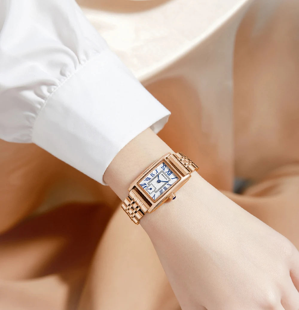 SANDA Top Fashion 1116 Women's Watch Elegant Design Rectangular Dial Waterproof Quartz Movement Business Women's Quartz Watch