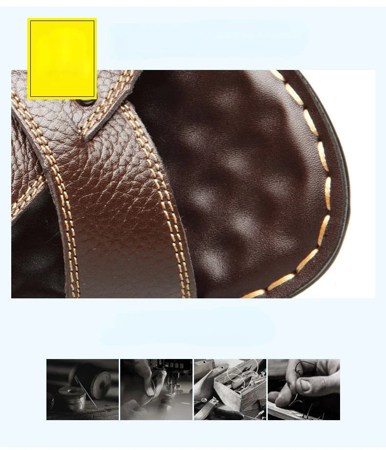 Summer New Men's Leather Sandals, Leather Anti Slip Men's Shoes Slippers, Outdoor Thick Soled Beach Shoes Men's Shoes Sandals
