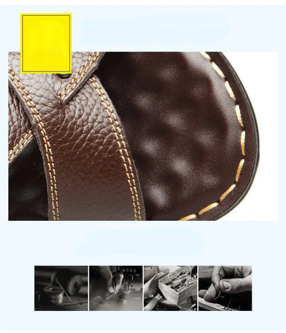 Summer New Men's Leather Sandals, Leather Anti Slip Men's Shoes Slippers, Outdoor Thick Soled Beach Shoes Men's Shoes Sandals