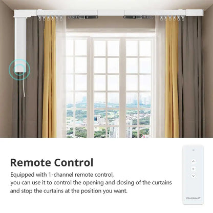 Zemismart Zigbee Rechargeable Electric Curtain Motor with Customized Slide Curtain Track Works with Tuya Alexa Google Home
