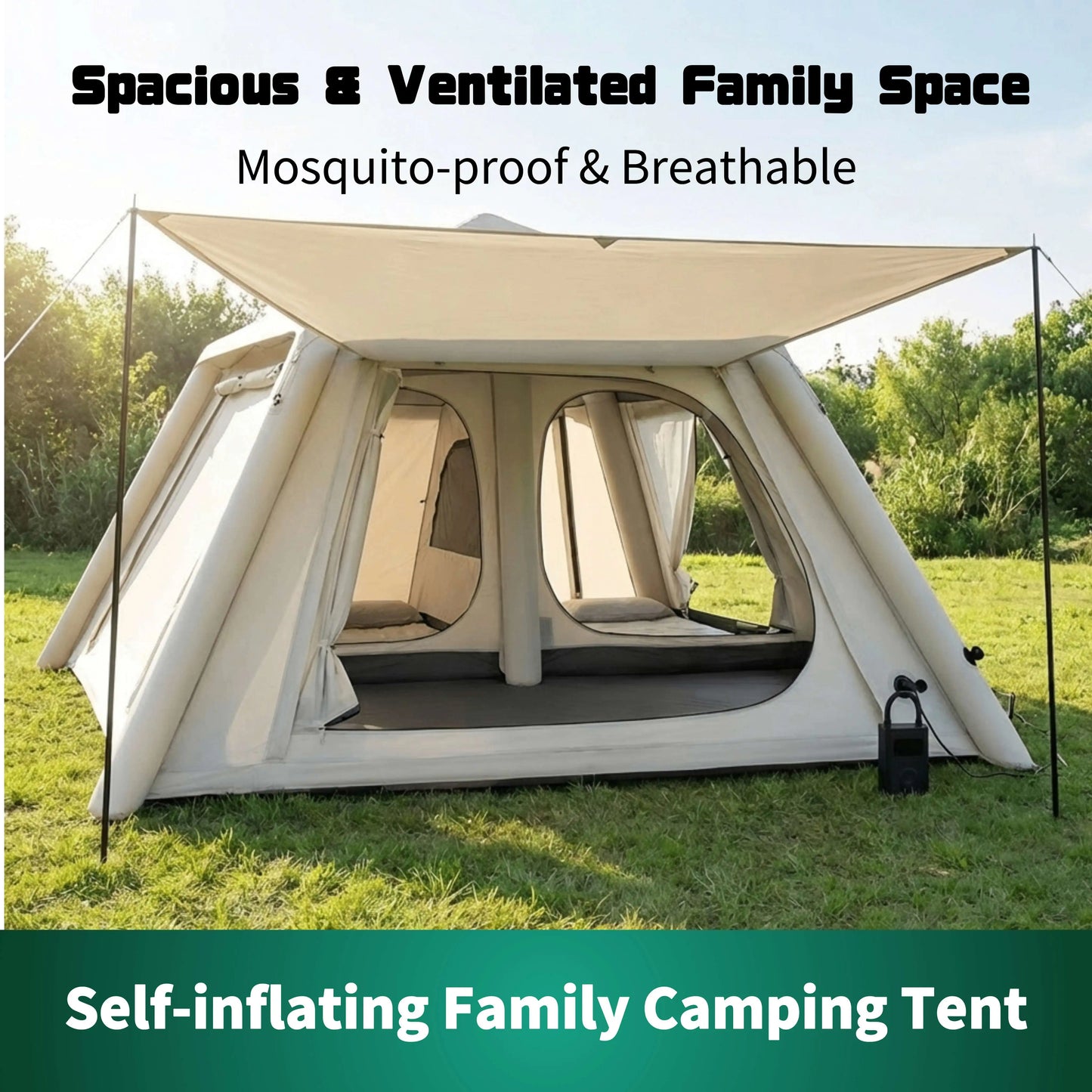 Portable Inflatable Tent Foldable Outdoor Camping Overnight Gear Thickened Waterproof for Hiking And Backyard Picnics