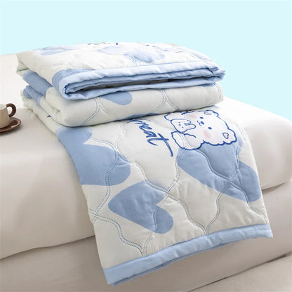 Washed cotton summer quilt skin-friendly grinding summer cool quilt printing student dormitory air conditioner quilt edredones colchas para niñas