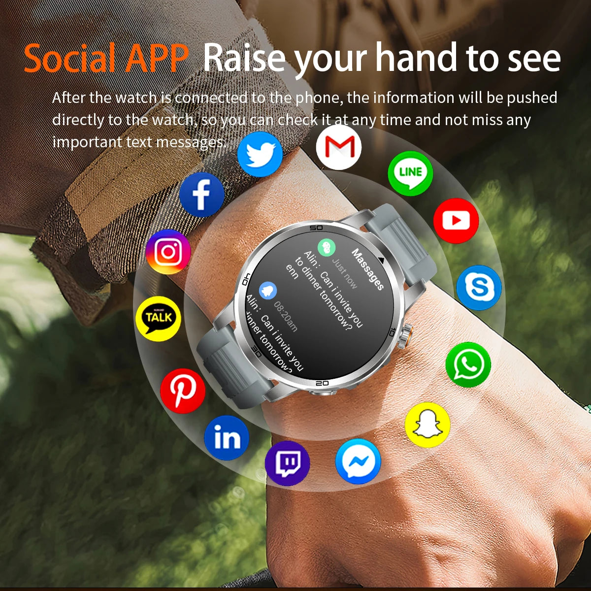2026 New  Outdoor Smart Watch 1.85inch AMOLED 1000mAh Large Battery 5ATM Waterproof Voice Call Sports Men Fitness Bracelet