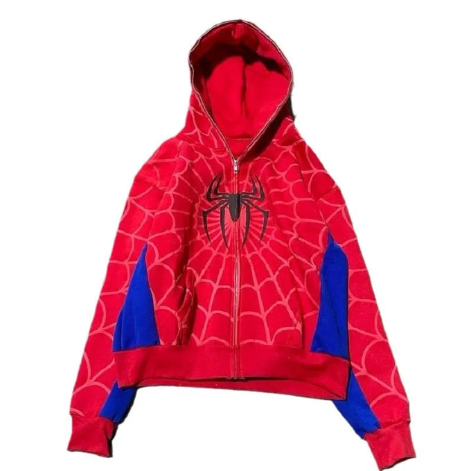 Spider Print Hooded Cardigan