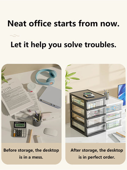 Clear Desktop Storage Box with Drawer Heightened Table Organizer Plastic Office storage cabinet  for Stationery cosmetics