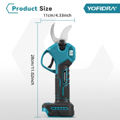 YOFIDRA 30mm Brushless Electric Pruner Cordless Handheld Orchard Shrub Pruning Tree Branches Cutter For Makita 18V Battery Pin