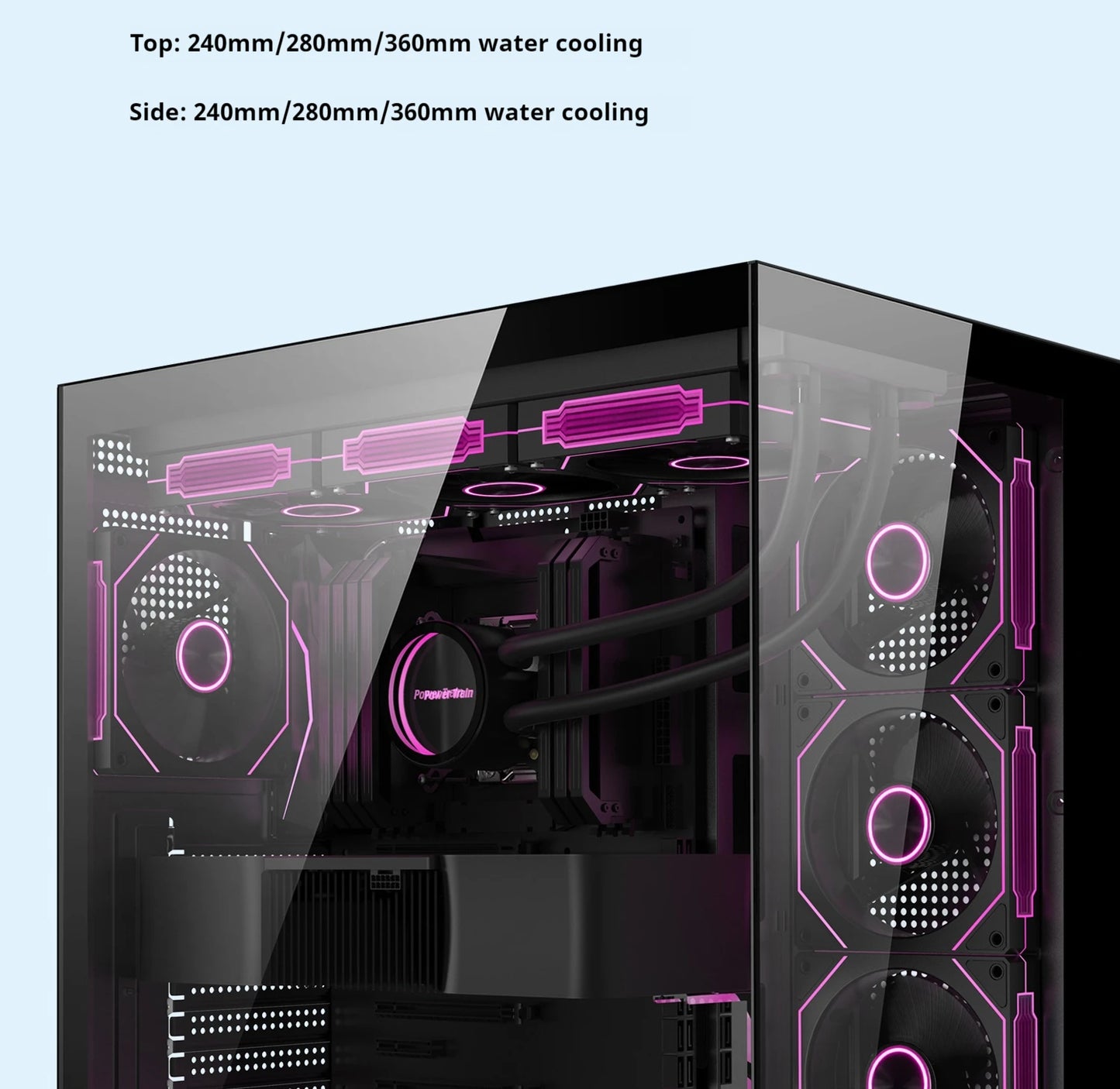 Power train Dreamland PRO PC gaming case ATX MATX ITX motherboard 360water-cooled Sea view room Double-sided glass computer case