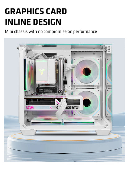 Yeah Magic CUBE MATX PC Case 270° Panoramic View Ultra-Clear Triple-Glass Showcase Design Supports up to 5 Fans オフィス＆ゲーミング PCケース
