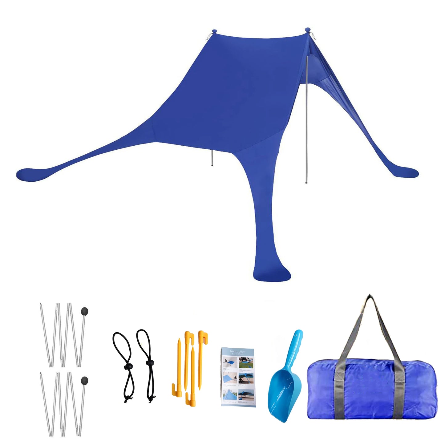 Family Beach Canopy ,Large Beach Sunshade Tent with Stability Poles,UPF50+Outdoor Shade for Beach,Camping,Party or Picnics