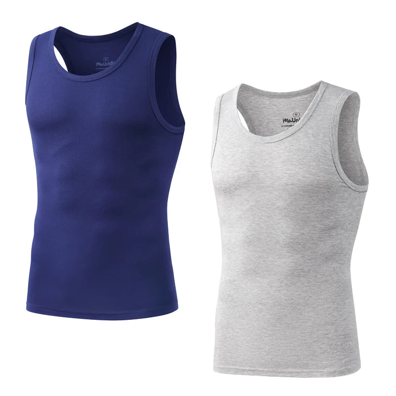 2Pcs/Pack Men's Tank Top Sleeveless Gym T-Shirt Man Vest Solid Color Compression Undershirts Men Tops High-Quality Bamboo Fiber