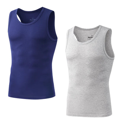 2Pcs/Pack Men's Tank Top Sleeveless Gym T-Shirt Man Vest Solid Color Compression Undershirts Men Tops High-Quality Bamboo Fiber