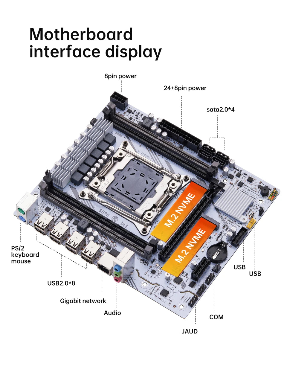 QIYIDA X99 Motherboard Set Kit LGA2011-3 Xeon E5 2680 V4 DDR4 16GB(2x8gb) PC4 SATA PCI16x3.0 NVME M.2 Gaming Computer