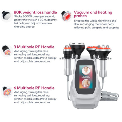 4 in 1 80K Cavitation Ultrasonic Body Slimming Machine Beauty Devic  Facial Massager Skin Tighten Face Lifting Vacuum Suction