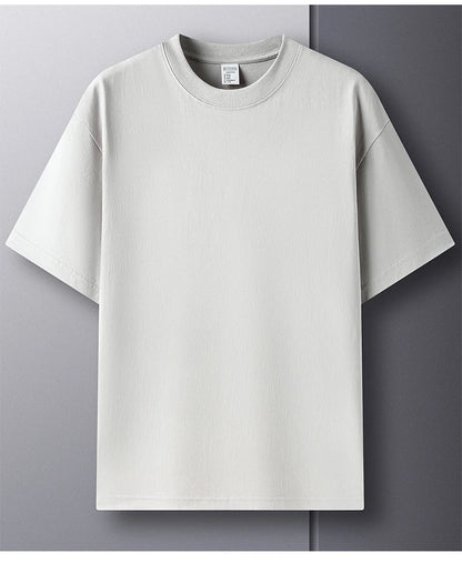 High quality 100% cotton short sleeve men's T-shirt summer round neck loose casual solid color plus size breathable top women