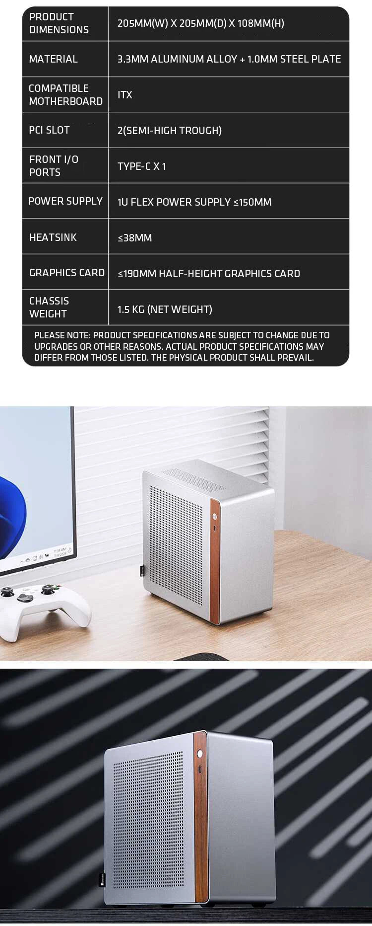 JONSBO NV10 Chassis ITX MINI Full Aluminum Mesh Breathable Support 1U FLEX Power Supply Standing or Lying Desktop Computer Case