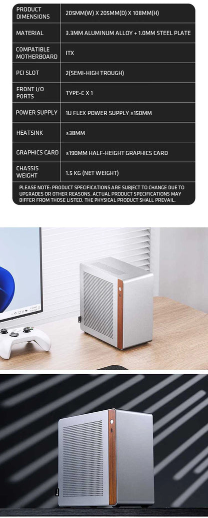 JONSBO NV10 Chassis ITX MINI Full Aluminum Mesh Breathable Support 1U FLEX Power Supply Standing or Lying Desktop Computer Case