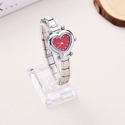 Heart Shape Dial Quartz Watch Stainless Steel Bracelet Wristwatch Cute Mini Love Heart Ladies Dress Watch Fashion Jewelry Gift