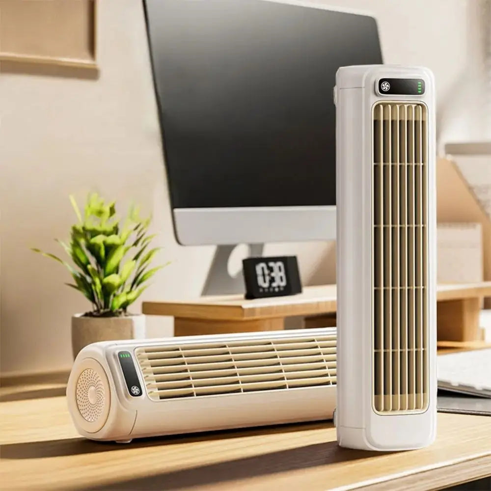 Portable 3 Speeds Tower Fan Rechargeable Non-drilling Desk Fan Quiet Standing Air Conditioning Fan Office