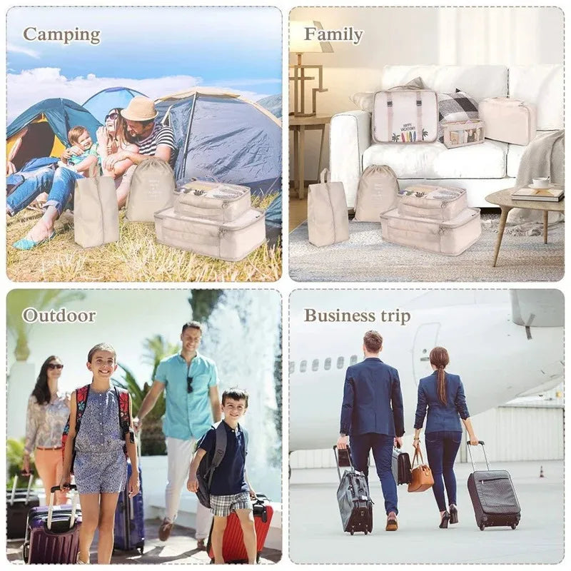 6/8Pcs Set Travel Bag Organizer Clothes Luggage Travel Organizer Blanket Shoes Organizers Bag Suitcase Pouch Packing Cubes