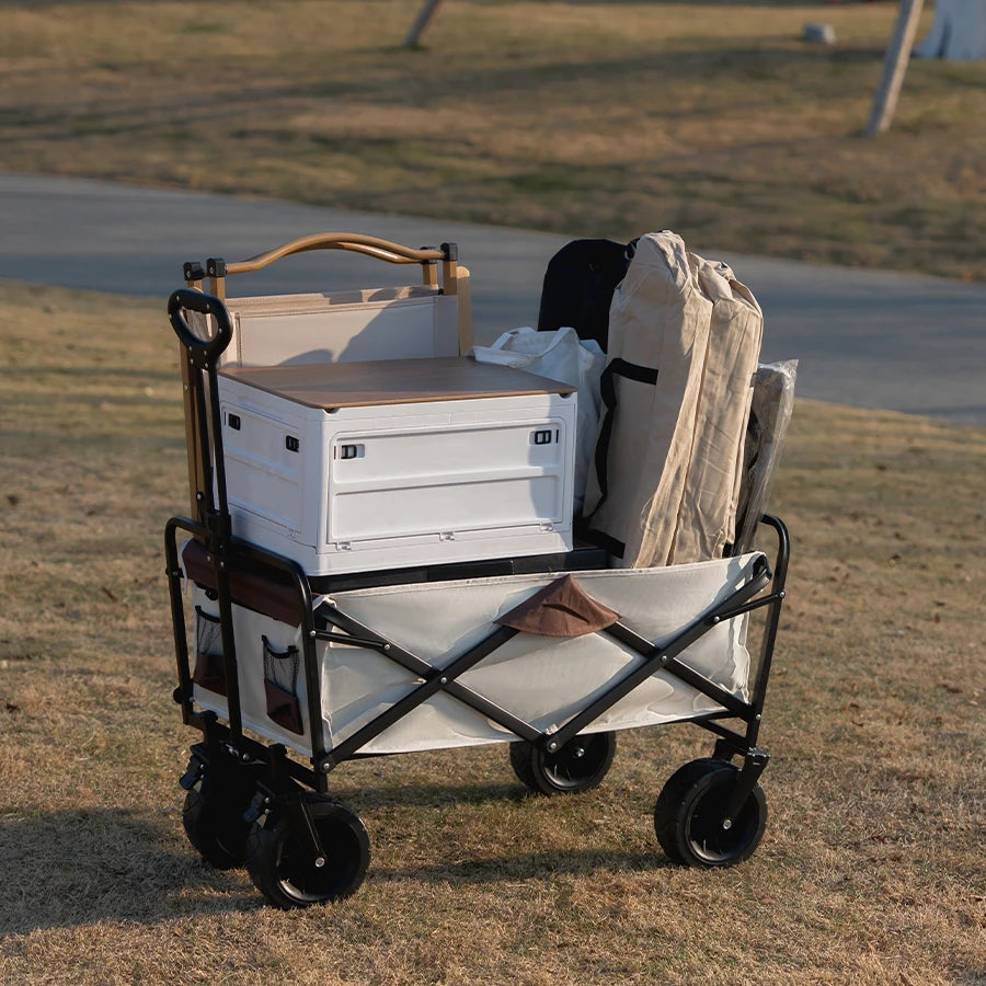 Heavy Duty Outdoor Folding Wagon Cart Large Capacity Collapsible Utility Trolley Portable for Garden Beach Camping