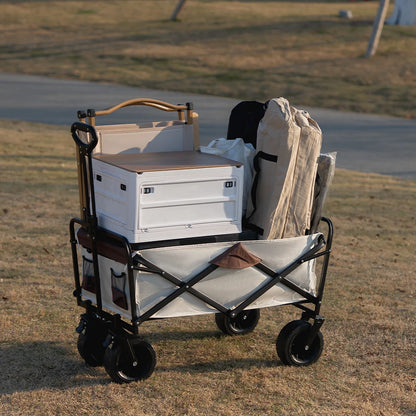 Heavy Duty Outdoor Folding Wagon Cart Large Capacity Collapsible Utility Trolley Portable for Garden Beach Camping