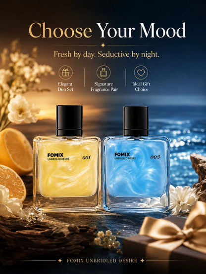FOMIX 2PCS Men's Perfume Set, Long Lasting Fresh Ocean & Warm Seductive Eau De Parfum Spray, Citrus Floral Musk Woody Cologne, Day Night Portable Fragrance Gift for Him