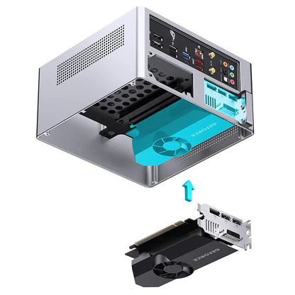 JONSBO NV10 Chassis ITX MINI Full Aluminum Mesh Breathable Support 1U FLEX Power Supply Standing or Lying Desktop Computer Case