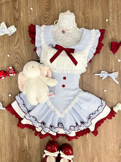 Summer Sweet Preppy Style 2 Piece Sets Women Y2k Kawaii Lolita Design Tops + High Waist Chic Skirt Female Princess Retro Outfits
