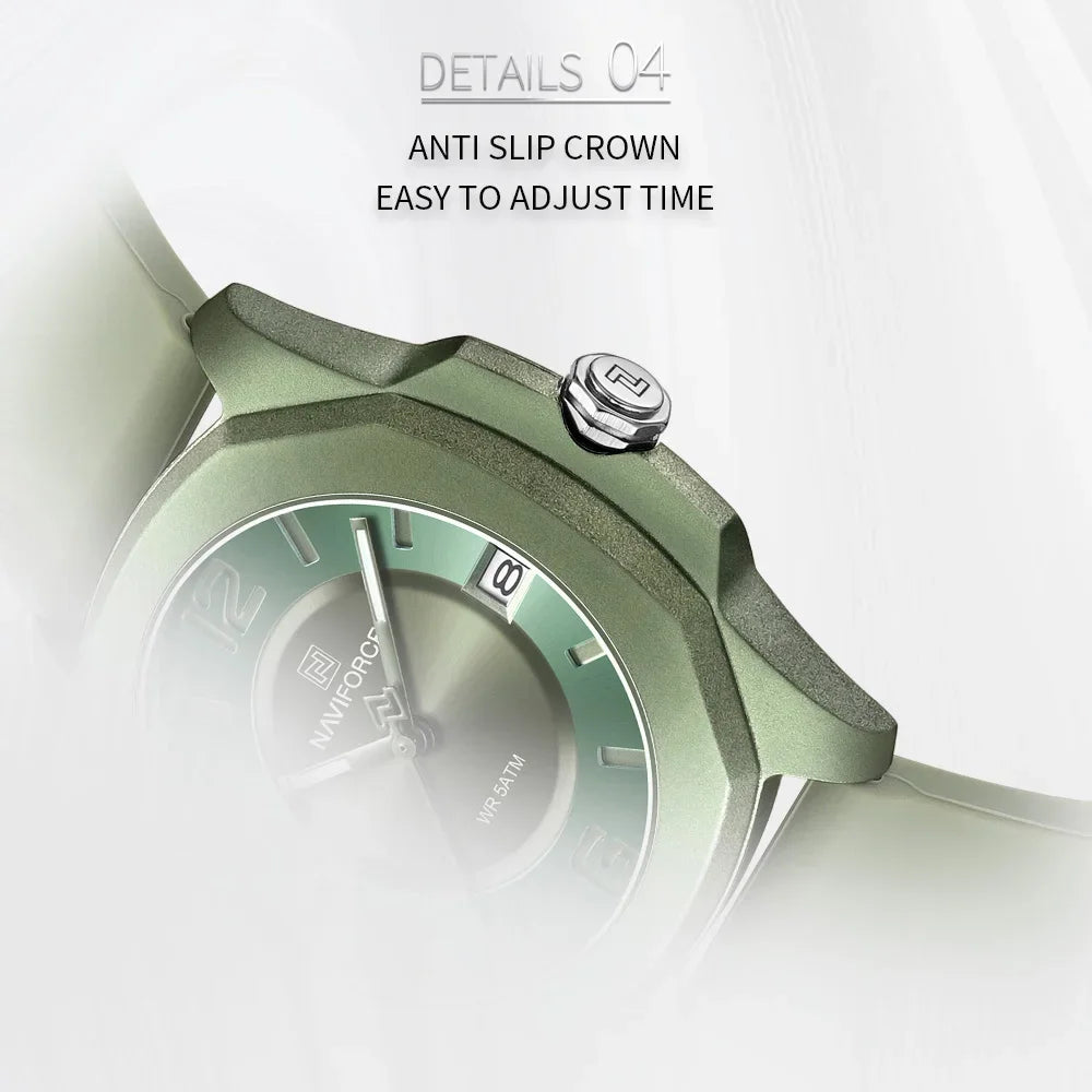 NAVIFORCE NF7107 Watch for Women Silicone Strap Classic Fashion 5ATM Waterproof Ladies Elegant Watch