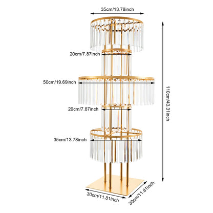 5 Tiers Wedding Centerpieces Flower Stand, 110cm Acrylic Crystal Flower Vase Rack Floor Table Decor Display Holder, Gold/Silver