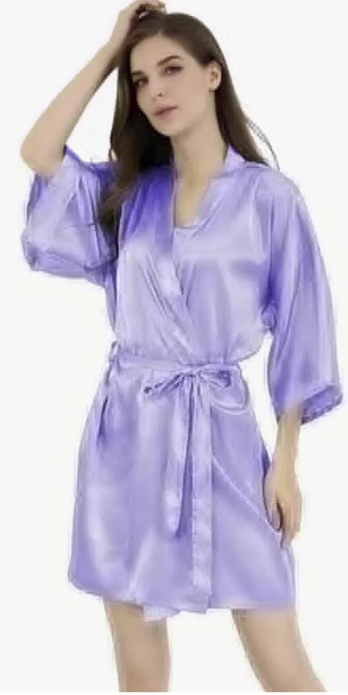 New Women's Sleeping Robe Home Clothes Sleeping Bridal Morning Robe Ding Simulated Silk Elastic Sleeping Robe Silk Short Dress