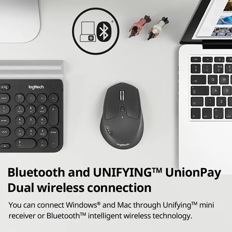 Logitech M720 Wireless Bluetooth Mouse Union Dual Mode Multi-device Office Efficient Comfortable Feel Notebook