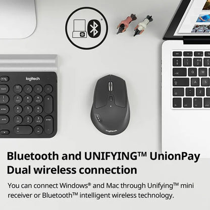 Logitech M720 Wireless Bluetooth Mouse Union Dual Mode Multi-device Office Efficient Comfortable Feel Notebook