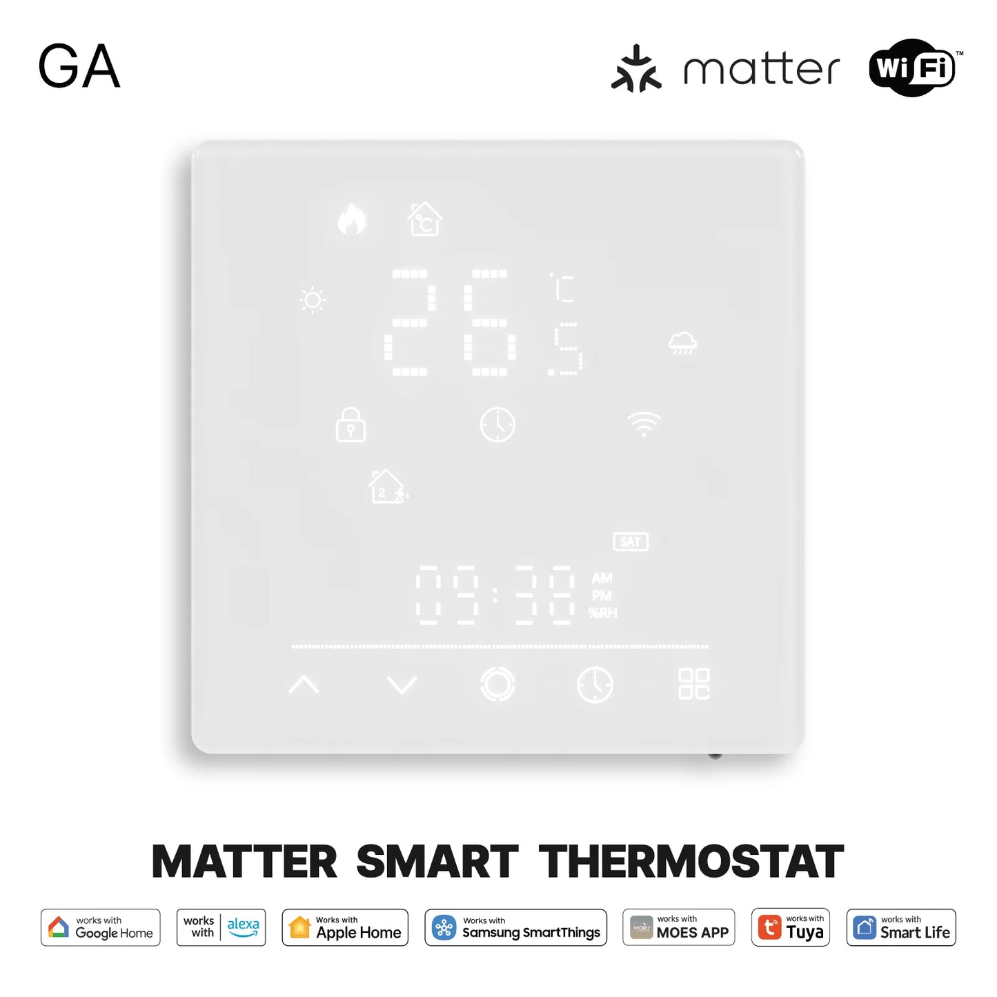 MOES Matter WiFi Smart Thermostat Temperature Controller Tuya Water Boiler Electric Heating With Alexa Google Apple Smartthings