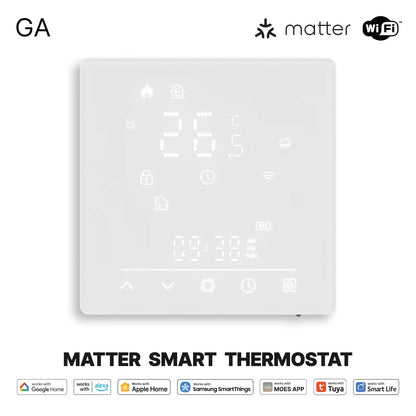MOES Matter WiFi Smart Thermostat Temperature Controller Tuya Water Boiler Electric Heating With Alexa Google Apple Smartthings