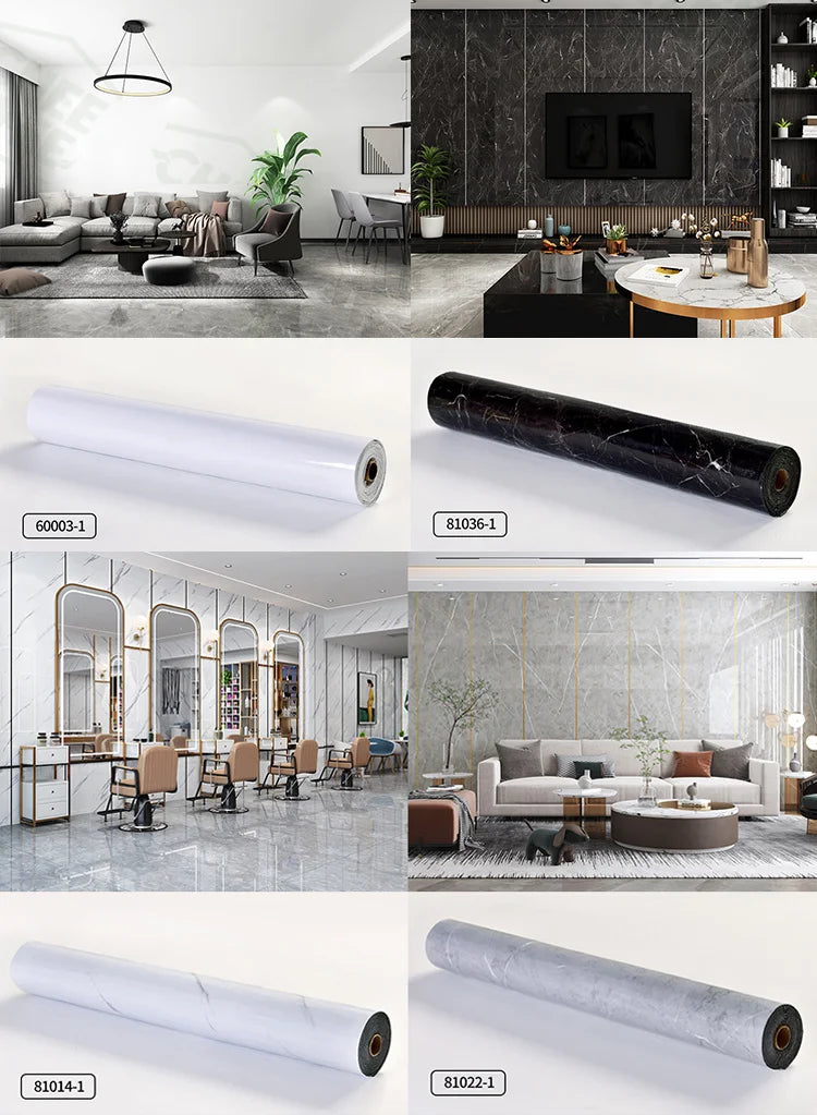 2 Rolls Self-Adhesive Wall and Floor Sticker Peel and Stick 15.75x118.11inch Wood Grain and Marble Design Wallpaper Sticker