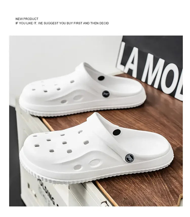 YUYIN Mens Summer Beach Sandals Casual Garden Clogs Outdoor Wide Toe Cross Sandals for Ladies Non Slip House Shower Slippers