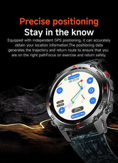 HT37 T-Rex 3 Pro Military GPS Smart Watch Waterproof Dual-band GNSS Compass Altimeter Swim 170 Sports Mode Watch with Flashlight