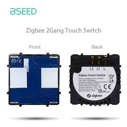 BSEED Zigbee Smart Switch 1/2/3Gang Sensor Switch Function Part Only Alexa Tuya Smart Home Control App 1/2/3Way No Neutral Wire
