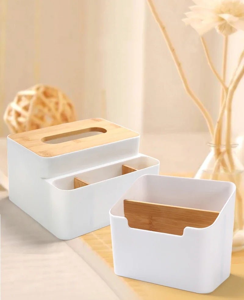 Multi-Function Remote Control Organizer Box for TV Air Conditioner Kitchen Desktop Storage Holder with Compartment