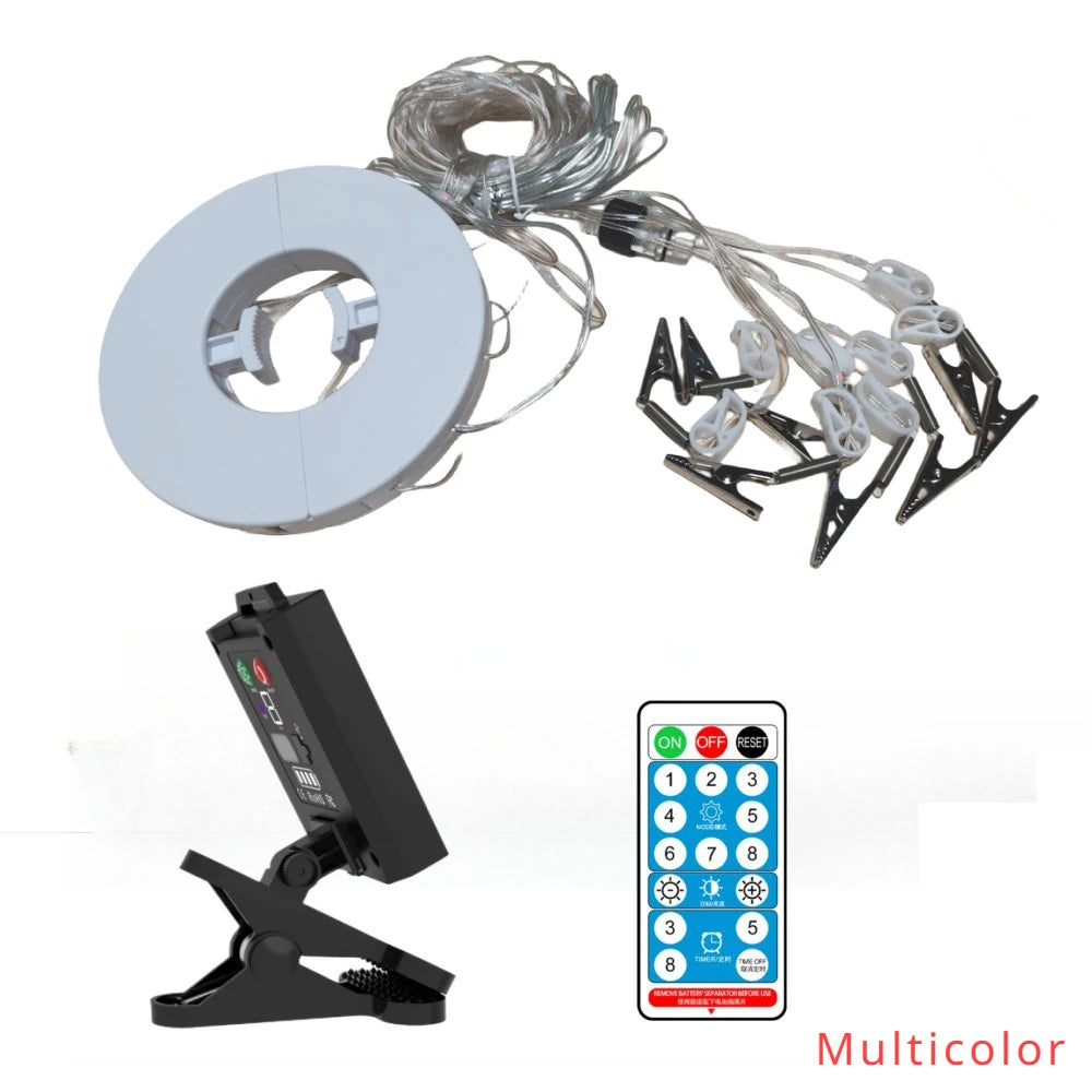 Solar Patio Umbrella Lights 8 Modes String Lights with Clip Waterproof Light for Outdoor Lighting Deck Garden Party Decoration