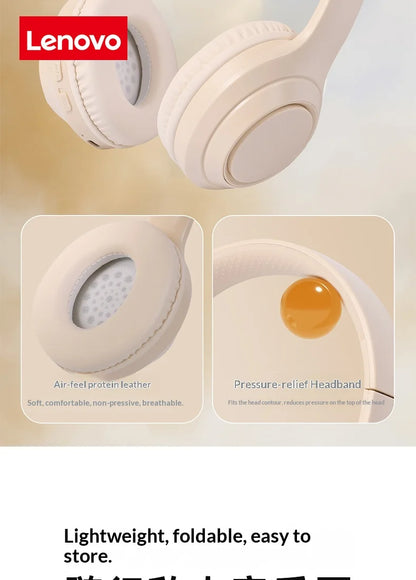 Lenovo Original Bluetooth 5.3 Earphones Over-ear Foldable Computer Wireless Headphones Gaming Headset 360° Stereo Sound Headset