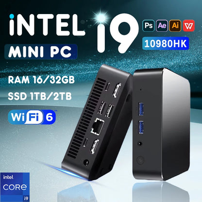 Windows11 Intel Core i9 10980HK Mini PC Processor UHD Graphics Small Pocket Computer Mini WiFi6 1TB SSD Desktop Gaming Computer
