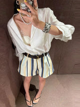 Relaxed Striped Pocket Shorts