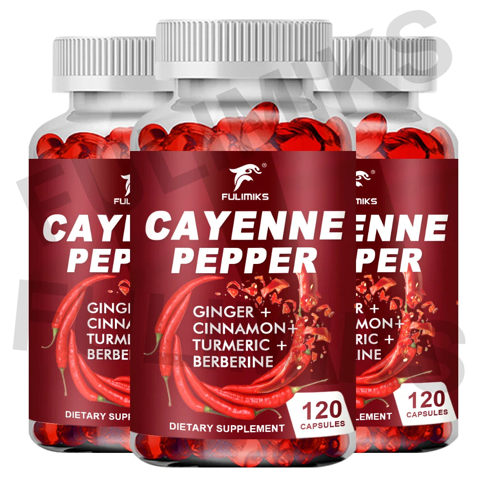 Cayenne Pepper Capsules, Supports Cardiovascular Health, Improves Digestion & Blood Circulation, Capsaicin Supplement Softgels