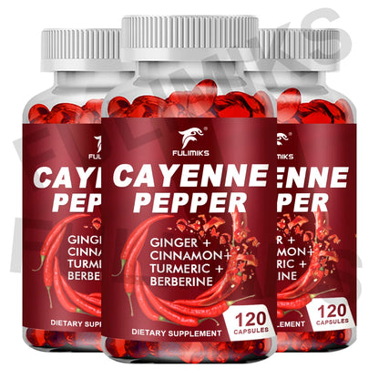 Cayenne Pepper Capsules, Supports Cardiovascular Health, Improves Digestion & Blood Circulation, Capsaicin Supplement Softgels