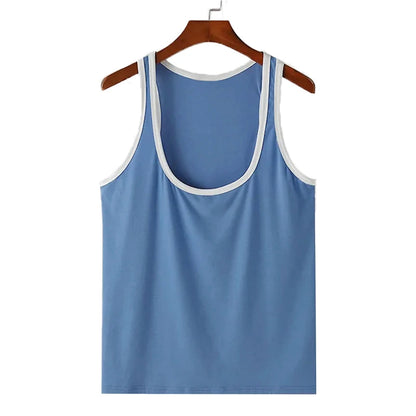 Summer Men's Skinny Gym Tank Tops Leisure Popular Sleeveless Sportwear Fashion Well Fitting Patchwork Bodybuilding Vest S-2XL