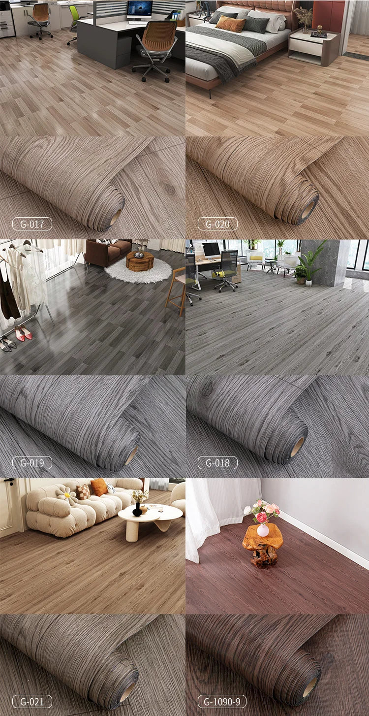 2 Rolls Self-Adhesive Wall and Floor Sticker Peel and Stick 15.75x118.11inch Wood Grain and Marble Design Wallpaper Sticker