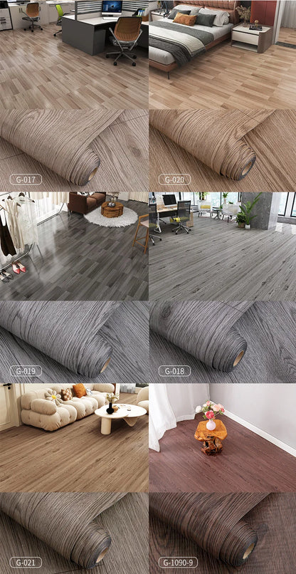 2 Rolls Self-Adhesive Wall and Floor Sticker Peel and Stick 15.75x118.11inch Wood Grain and Marble Design Wallpaper Sticker